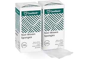 CareStock Gauze Sponge 4x4 [400 Count] Non-Sterile Gauze Pads, 4-Ply, Medical Grade Cotton Wound Dressing for First Aid Kit, 200 Count, Pack of 2