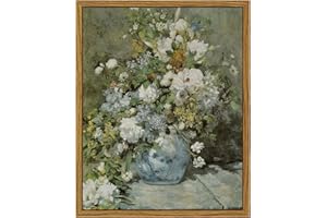 ARPEOTCY Framed Canvas Floral Wall Art Print, Vintage French Flower Wall Art Home Decor, Ceramic Vase Floral Oil Painting for Living Room, Office Decor, 8x10 inch (Bouquet de printemps)