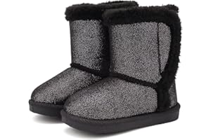 CIOR Toddler Snow Boots for Girls Boys Winter Warm Kids Button Boots Outdoor Shoes