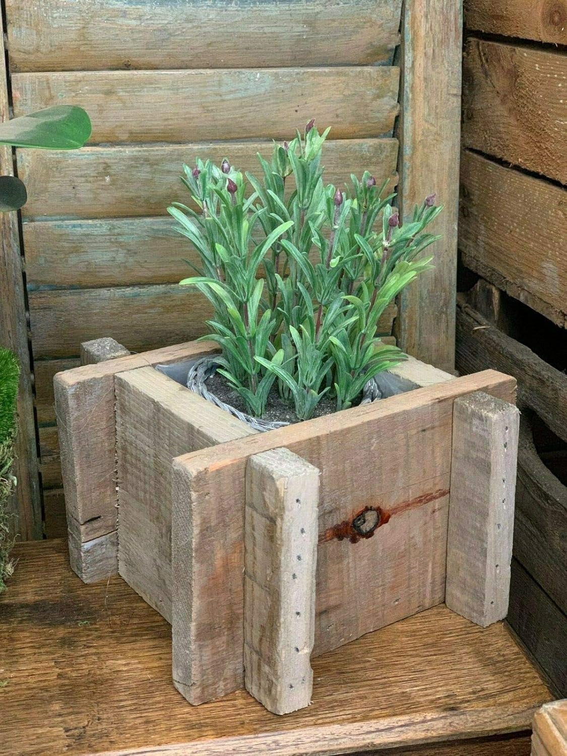 Homes On Trend Planter Square Wooden Flower Plant Pot Rustic Wood