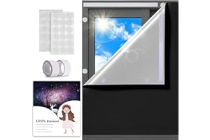 MODESLAB 70" x 57" Portable Blackout Curtains, No Drill Blackout Shades for Window, Easy Setup, Ideal for Bedroom, Nursery, Film Room, Dorm or Travel Use, Cut to Any Size, with Velcro - Black