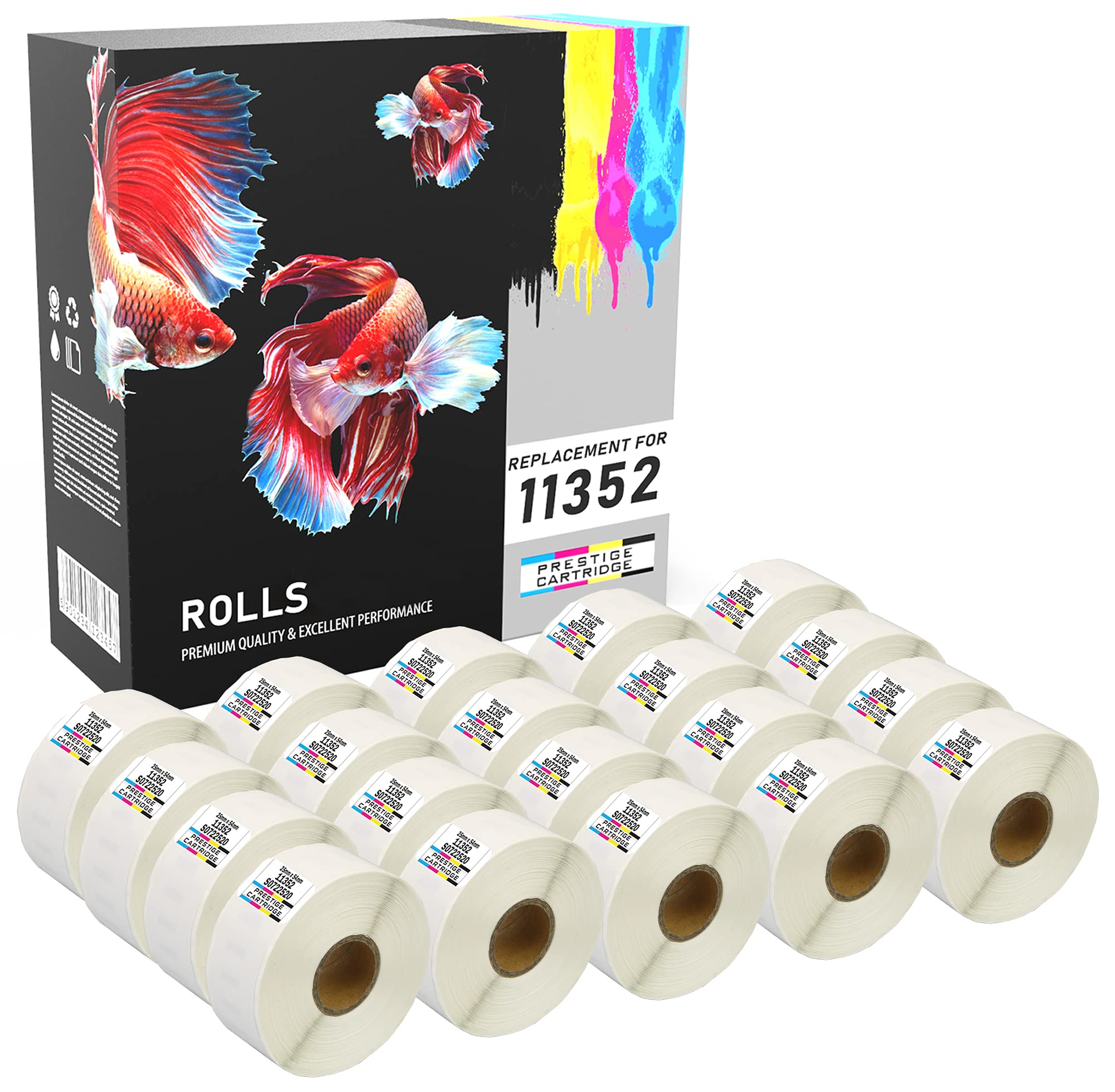 PRESTIGE CARTRIDGE Compatible with 11352 Address Labels Rolls (500 Labels per Roll) Replacement for Dymo LabelWriter & Seiko Smart Label Printers (25mm x 54mm), 20