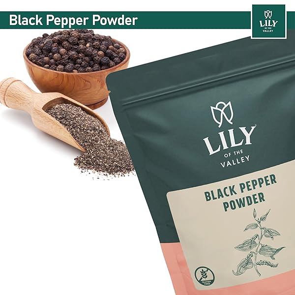 LILY OF THE VALLEY BLACK PEPPER POWDER – 100% RAW SOURCED FROM INDIA – RICH IN FLAVOR & TASTE, IDEAL FOR COOKING, SMOOTHIES, LATTES & TEA – VEGAN & GLUTEN-FREE – PACKED IN RESEALABLE POUCH(16OZ, 453G)