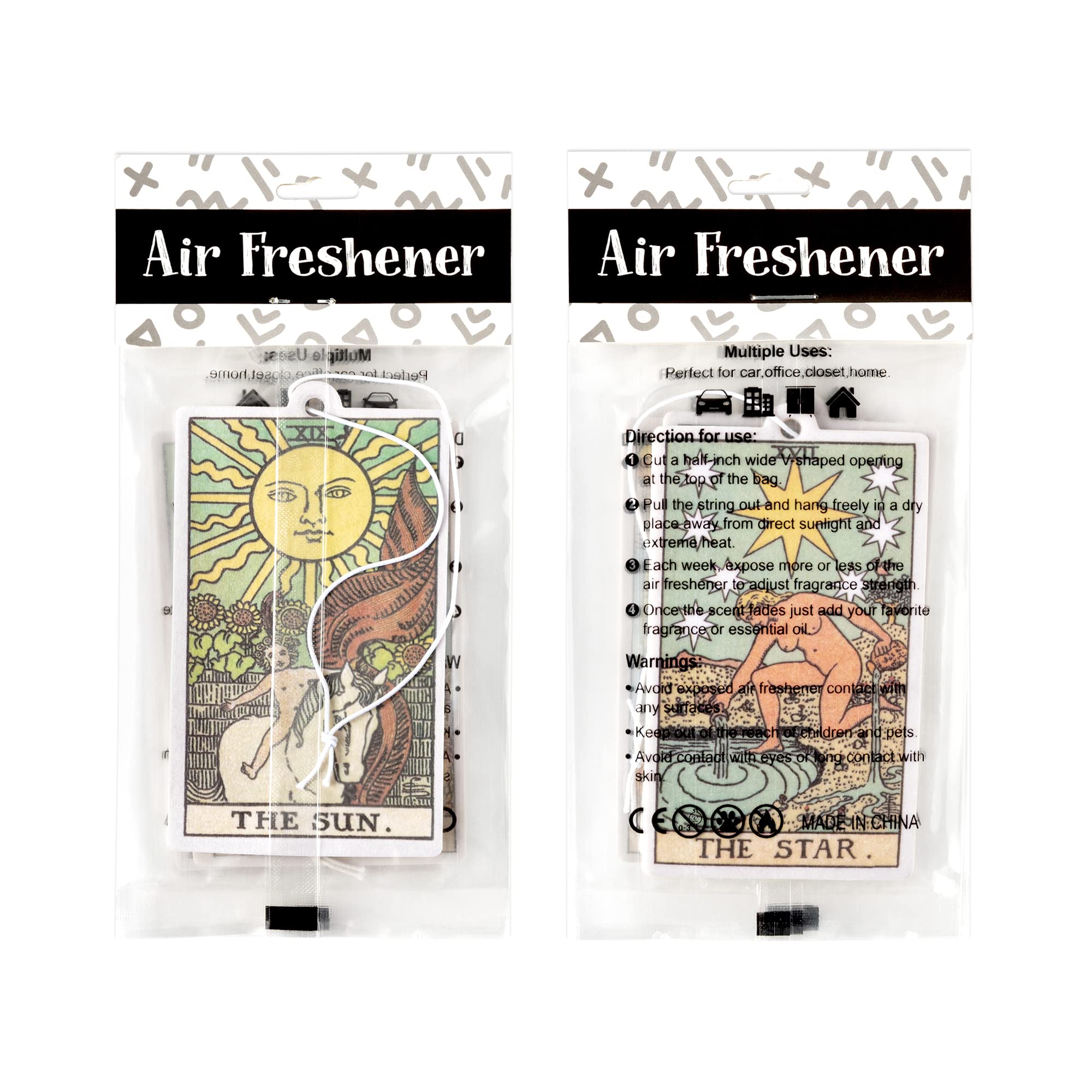 L1rabe 4Pcs Tarot Hanging Air Freshener Fragrance Scented Cards, Tarot Cards Theme Car Aromatherapy Tablets for Car Bedroom Wardrobe Shoe Cabinet, Quickly Eliminate Odor Home Office Pendant Decoration