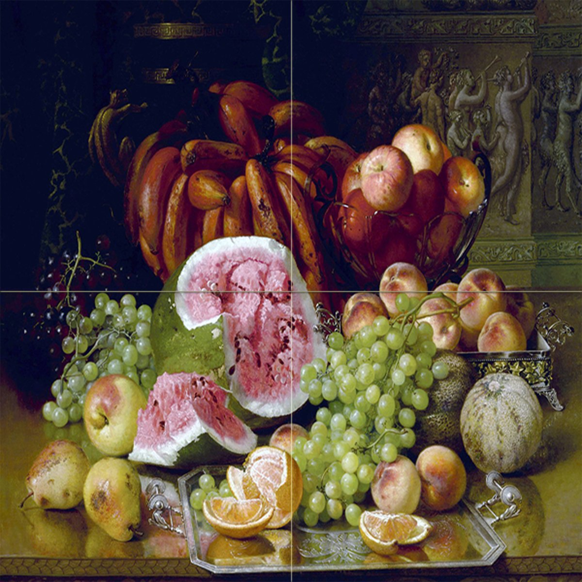 Tile Mural Fruit Picture R. Dunning Apple pear Kitchen Backsplash Marble Ceramic