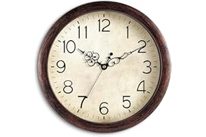 KECYET Wall Clock, Vintage Wall Clocks Battery Operated Quartz Silent Non-Ticking 8 Inch Retro Rustic Style Clock Decorative for Kitchen,Bathroom Home Office (Bronze)