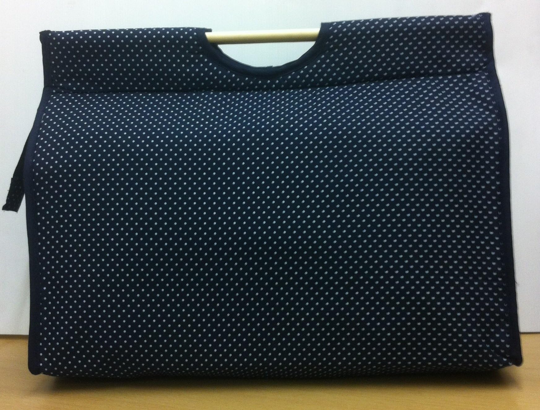 Pretty Navy Blue with White Polka Dot pattern 43cm approx length, 32cm approx height, Large Knitting Bag