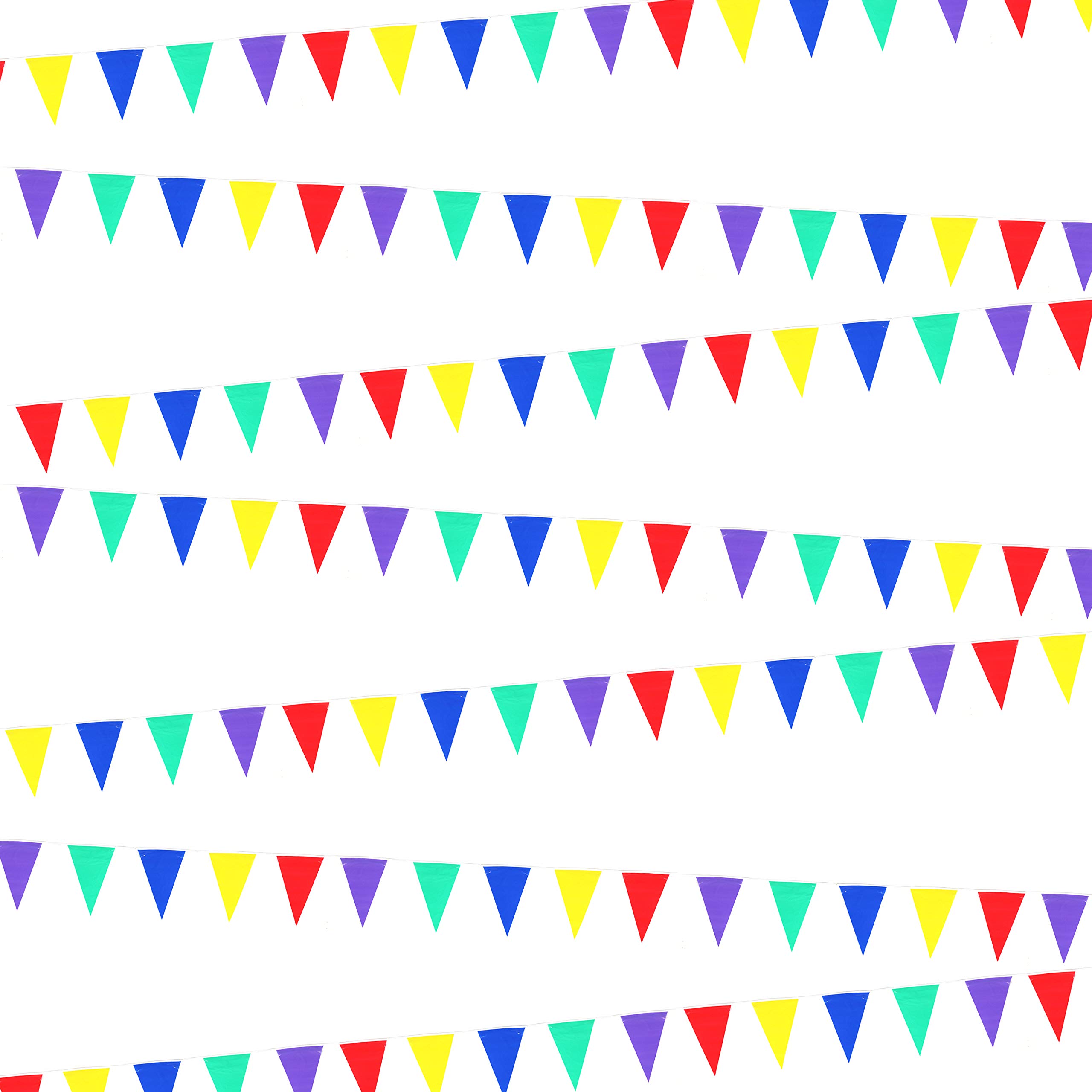 120m of Multicoloured Double-Sided Triangle Flag Pennant Party Bunting Decoration