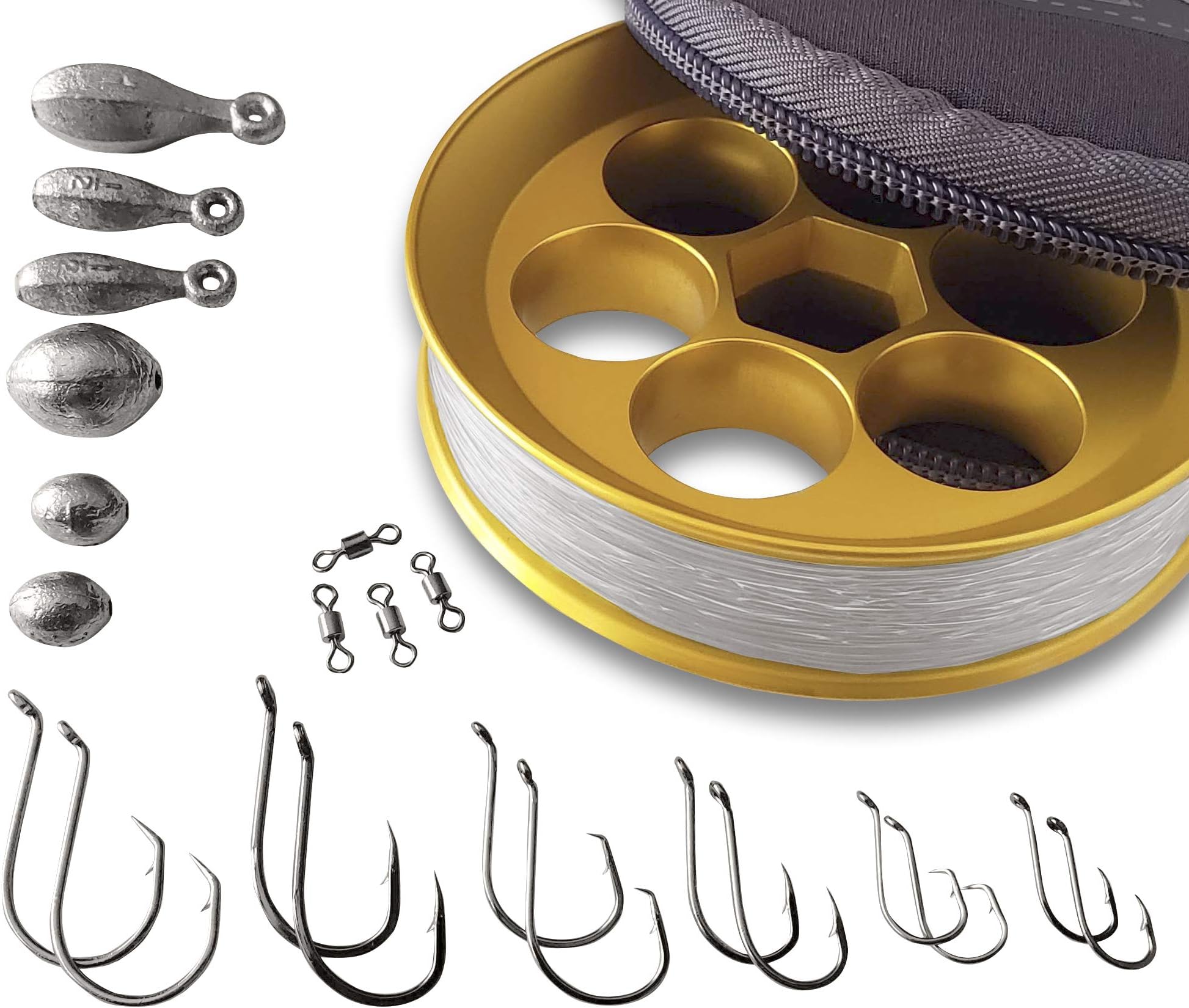 Yoyito Aluminum Hand Line Reel Pocket/Travel Fishing Kit (20 lb Clear line)