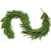 Orphidel 9ft 1pcs Christmas Norfolk Pine Garlands Dense Realistic Artificial Faux Greenery Garland Winter Christmas Garland for Fireplace, Wall, Window, Indoor Outdoor Xmas Decor