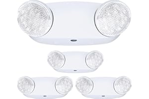 GRUENLICH LED Emergency Light, Exit Lighting Fixtures with 2 LED Bug Eye Heads and Back Up Batteries, UL 924 Qualified, 120/277 Voltage, 4-Pack