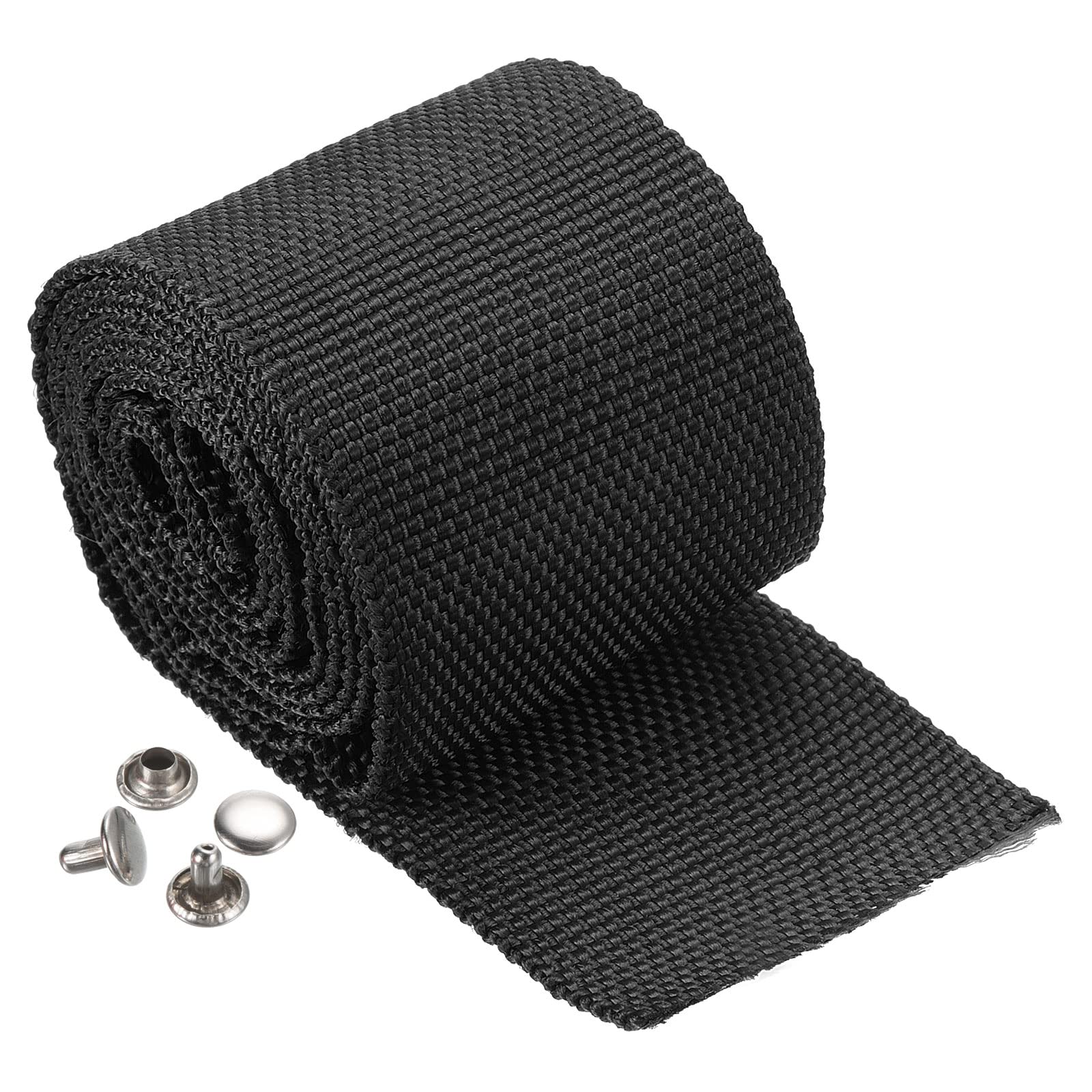 PATIKIL Winch Rope Protector 1m/3.28ft, Polyester Protective Sleeve with Buckle Universal for 4.5cm/1.77in Width Cable Line, Black