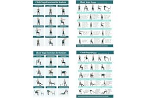 BOWULATAO Chair Yoga Exercise Posters - 4 Pack Seated Workout Charts for Seniors & Beginners | 8x10 Inch Fitness Guides for Flexibility, Strength, Physical Therapy & Home Use (Green)