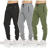PURE CHAMP Mens 3 Pack Fleece Active Athletic Workout Jogger Sweatpants for Men with Zipper Pocket and Drawstring Size S-3XL
