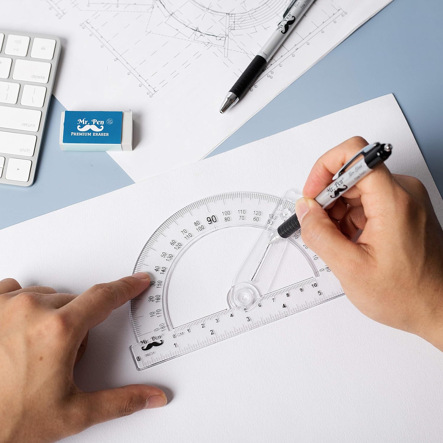Mr. Pen Protractor, 6 Inches Protractor with Swing Arm, Pack of 3 : Office Products