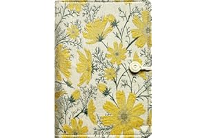 ipoul Refillable Journal, A5 Binder 6 Ring, Ruled Notebook, Lined Paper, Embroidery Fabric Cover, Budget Binder, Planner Binder, Travel Diary, Journal for Women, Yellow Daisy, Gift for Women