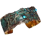 Elaine Coyne Collectible Artwear - Dual Dragonfly Cuff Bracelet with Sleeping Beauty Turquoise