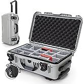 NANUK 935 Hard Case with Padded Divider – Waterproof Equipment Case with Wheels, 22” x 14” x 9” – Dustproof and Impact Resistant, Airline Carry-On Approved – Silver