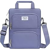 MOSISO 360 Protective Vertical Tablet Shoulder Bag Compatible with iPad Pro 13 M4 & iPad Air 13 M3 M2, iPad Pro 12.9 M2 M1 6/5th with 2 Curved Pockets, Lavender Gray