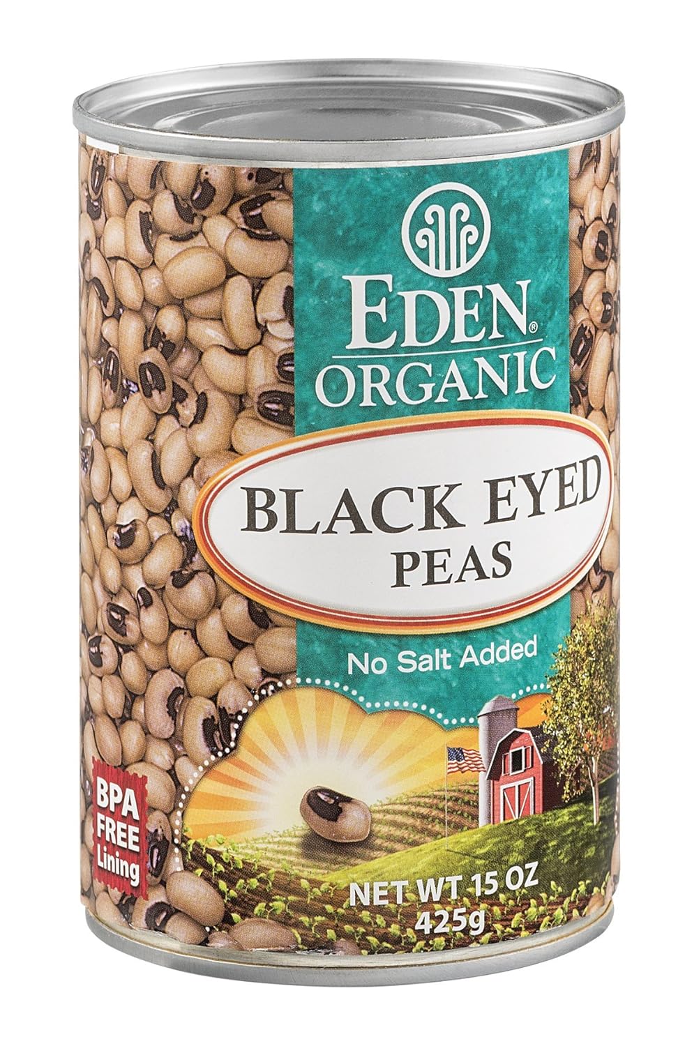 Eden Organic Black Eyed Peas, No Salt Added, 15-Ounce Cans (Pack of 12)