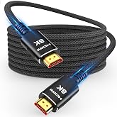 Snowkids 8K HDMI Fiber Optic Cable Long 2.1 50 FT,48Gbps UHD Unidirectional | Fiber Optical, Long Braided,48Gbps Ultra High-Speed HDMI Cord,10K 8K@60Hz Compatible for TV/PS-5/X-box/Projector/Sound System