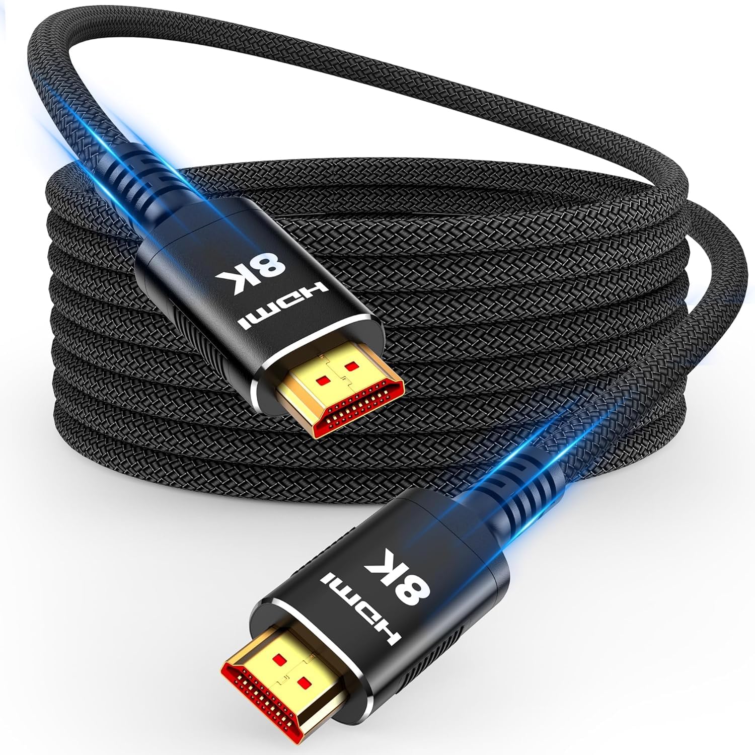 Photo 1 of Snowkids 8K 2.1 50 FT Long Fiber Optic HDMI Cable, 48Gbps High-Speed HDMI Cables Cord, 4K 120Hz 144Hz Compatible for TV/Laptop/Monitor/PS-5/X-box/Projector/Entertainment/Sound System & More