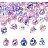 Boutigem 50Pcs Faceted Glass Teardrop Beads Electroplated Crystal Glass Beads 10x8mm 5 Colors for DIY Jewelry Making Necklace Bracelet Earring