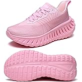 GSLMOLN Wowen Walking Shoes Breathable Casual Walking Sneakers for Workouts Cushioned Wwomen's Training Fashion Sneakers Tennis Shoe Pink
