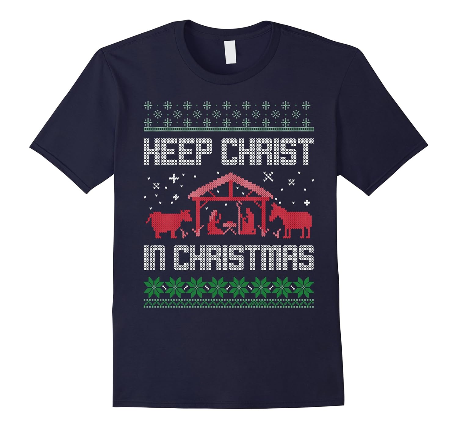 Keep Christ In Christmas T-Shirt in Ugly Sweater Style-ANZ