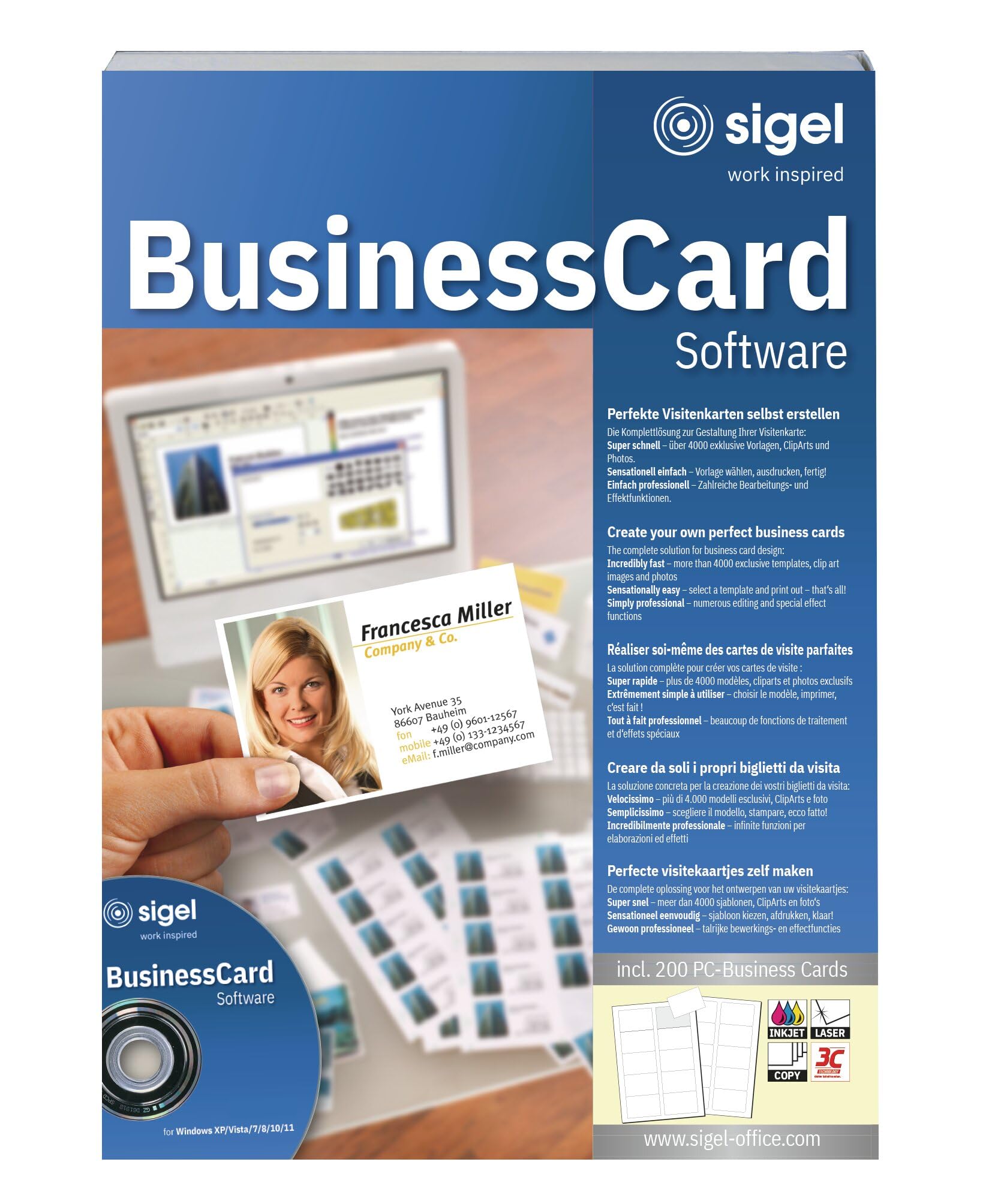 SIGEL SW670 Business Card Software incl. 200 Business Cards