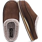 KuaiLu Mens Clog Slippers with Arch Support Suede Faux Fur Memory Foam Warm House Shoes Comfortable Slip-on Mans Bedroom Indoor Outdoor Slippers Rubber Sole