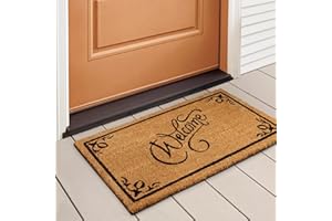 LuxUrux Coco Coir Welcome Mat - Heavy-Duty Backing, 17'' x 30'' Natural Door Mat - Easy to Clean, Beautiful Color for Outdoor and Indoor Use - Home Decor