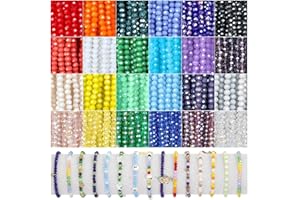 Xilitata 1800Pcs 4mm Glass Beads for Bracelets Jewelry Making, Faceted Bead Friendship Bracelet Kit, Rainbow Beads DIY Craft with Charms