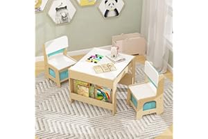 TaoHFE Toddler Table and Chair Set (2 Chairs Included), Toddler Activity Table, 3-Piece Kids Furniture Set for Children Room & Nursery School