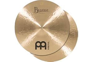 Meinl Cymbals Byzance 15" Traditional Medium Hihats (Hi hat), Pair — Made in Turkey — Hand Hammered B20 Bronze, 2-Year Warranty (B15MH)