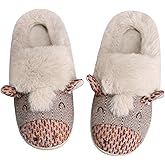 MIXYOS Women's Cute Cartoon Owl Slippers Fuzzy Slip On House Slipper with Memory Foam Comfy Non-Slip Warm Indoor House Shoes