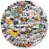 62Pcs Moose Stickers Pack, Aesthetic Vinyl Waterproof Sticker Decals for Water Bottle,Laptop,Phone,Skateboard,Scrapbooking,Bumper for Fans for Party Supply