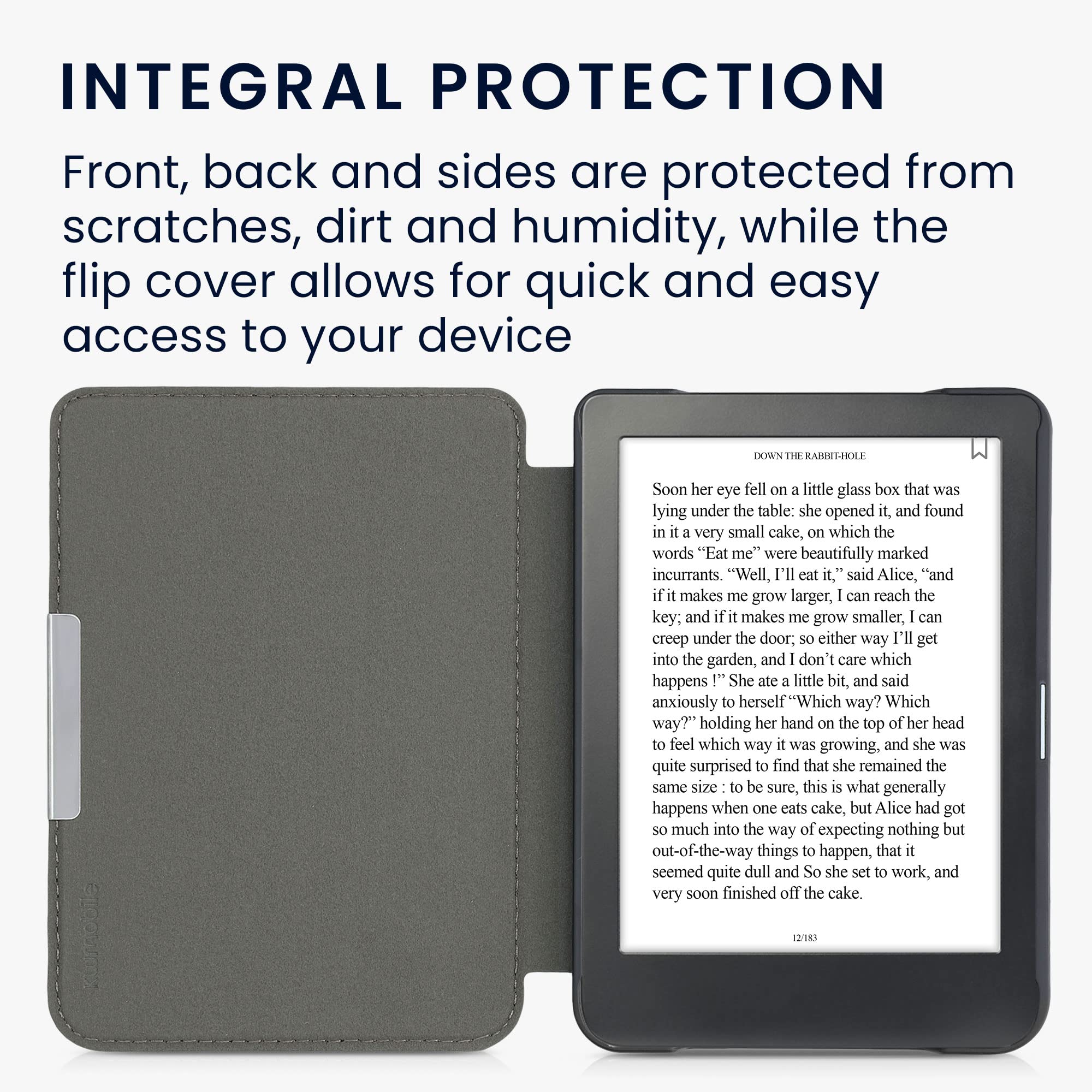 kwmobile Cover Compatible with Kobo Clara HD Cover - eReader Case - Brushed Heart Grey