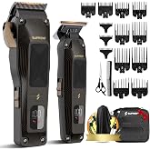 SUPRENT Ripple Professional Hair Clippers for Men | 6500RPM High-Speed Motor, Adjustable Zero-Gapped Blades, 10 Guard Combs &amp; Storage Bag, Heavy-Duty Black Gold Design