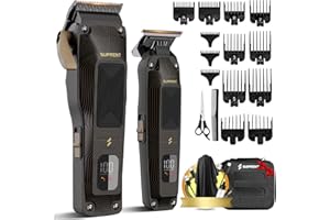 SUPRENT Professional Hair Clippers for Men, Cordless Barber Kit with 7500RPM High-Speed Motor, Adjustable Zero-Gapped Blades,