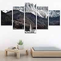 SIGNWIN 5 Panel Canvas Wall Art Modern Art Expressive Landscape Modern Mountain Top Multicolor Photography for Home Decorations Ready to Hang - 60