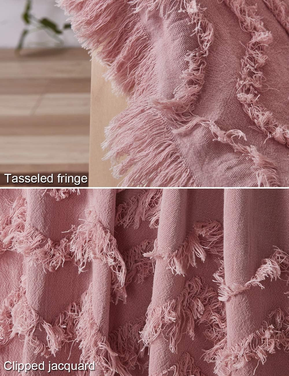 PHF 100% Cotton Textured Throw Blanket Solid for Sofa Couch, 50" x 60", Clipped Jacquard for Home Decoration, White: Kitchen & Dining