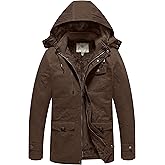 WenVen Men's Winter Thicken Cotton Parka Jacket Warm Coat with Removable Hood