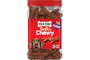 Milk-Bone Soft & Chewy Dog Treats, 25 Oz. Canister | Made with real beef & filet mignon, tender dog treats, easy to chew, for dogs of all ages and sizes