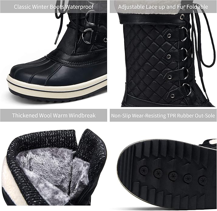 VEPOSE Womens Winter Waterproof Snow 972 Black
