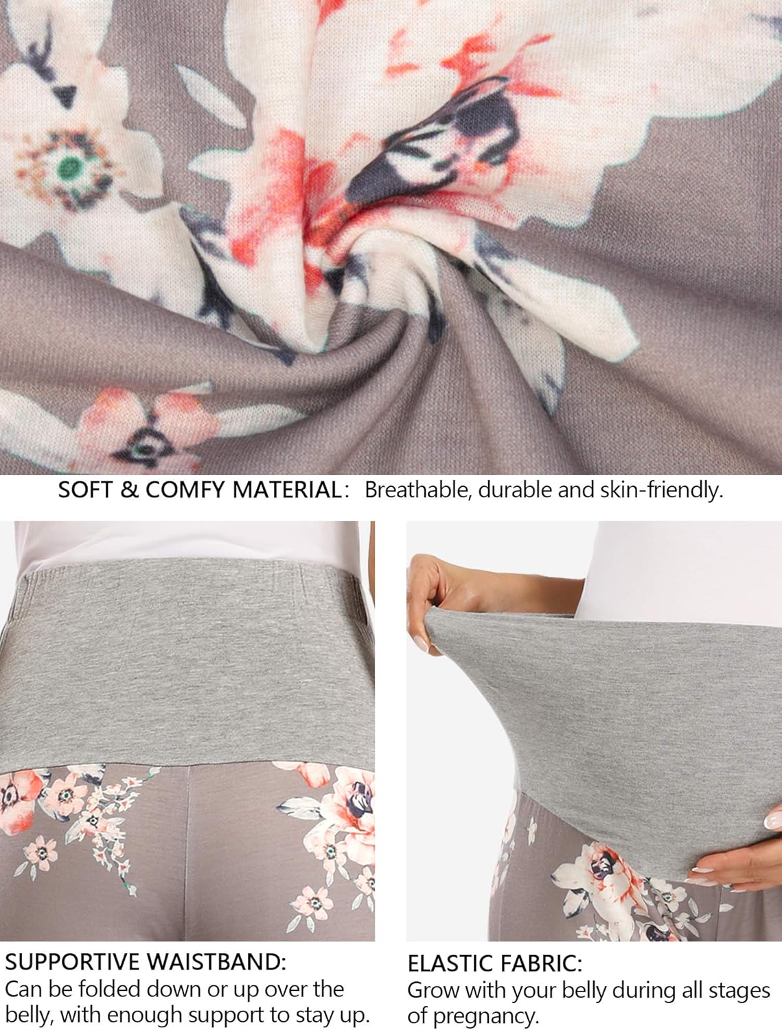 GLAMIX Women's Maternity Lounge Pants Over Belly Sweatpants Pregnancy Soft Pajama Yoga Work Long Pants at  Women’s Clothing store