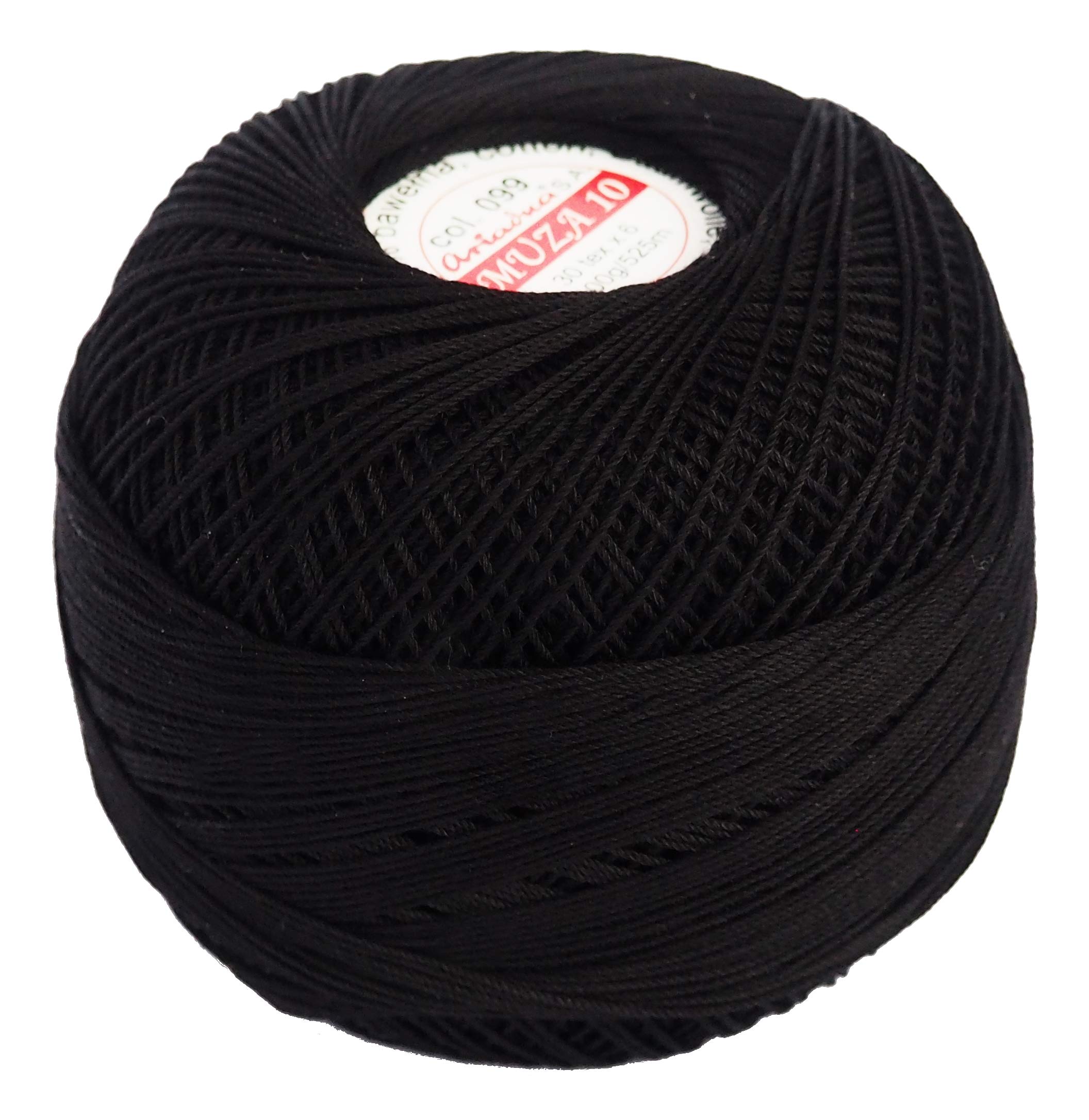 Cotton Crochet Thread Size 10, Fine Yarn (574yd / 525m), Luxurious Feel Crochet and Knitting (3.52oz / 100g) Black (0099) โ image 1