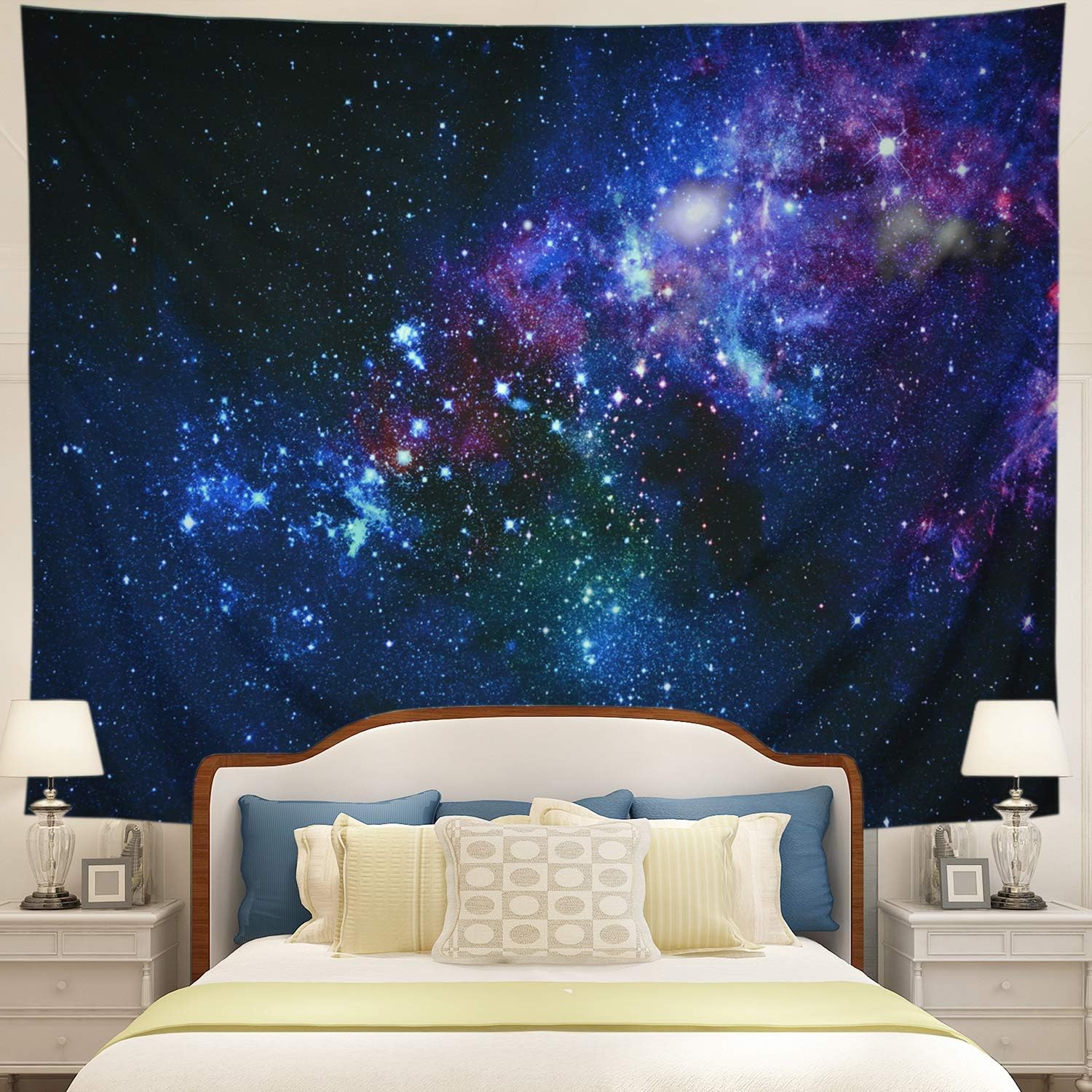 Tushelia Starry Sky Tapestry Galaxy Tapestry Outer Space Tapestry Moon Star in Starry Night Tapestry Wall Hanging Universe Psychedelic Tapestry for Living Room Bedroom Home Decor