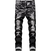 JUNBAOSS Men's Slim Fit Stretch Jeans Ripped Skinny Jeans for Men, Distressed Straight Leg Fashion Comfort Flex Waist Pants