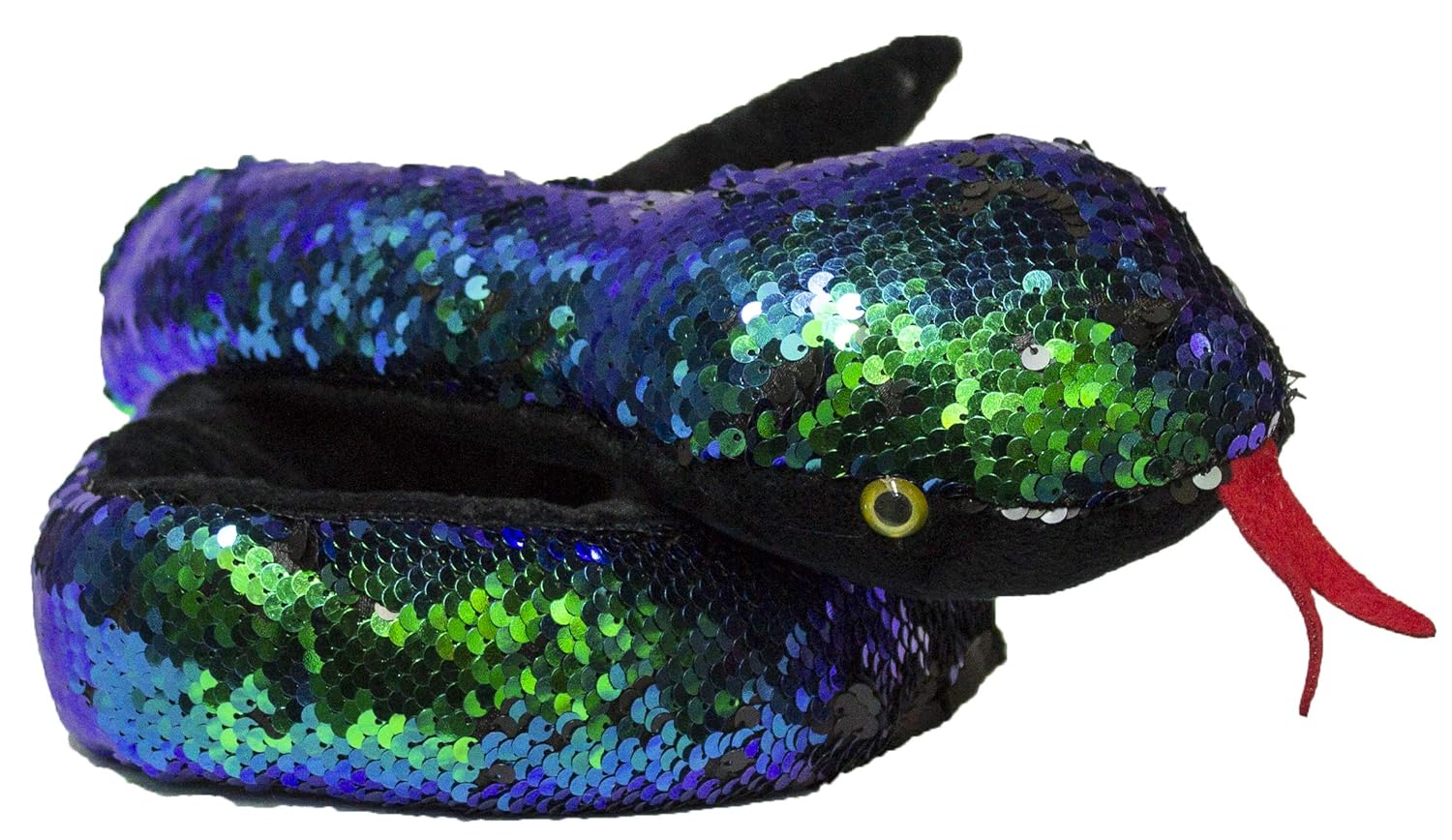 48 Inch Long Color Changing Sequin Soft Plush Snake BlackSilver Home